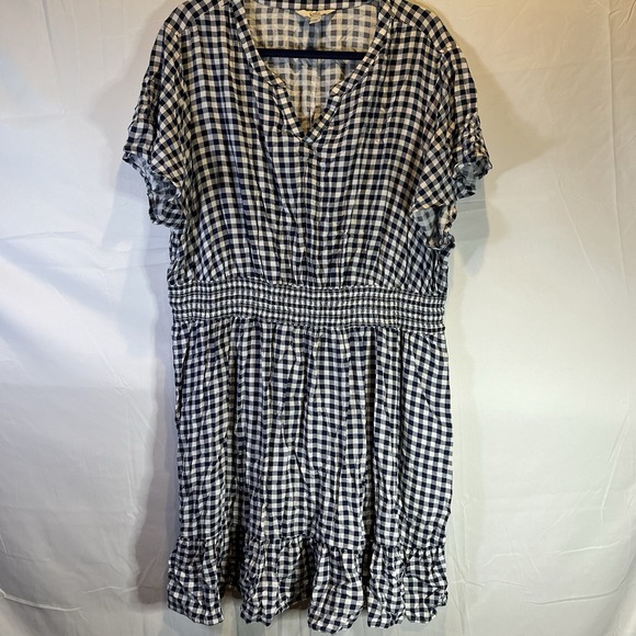 Croft‎ & Barrow Women's Dress 3XL Blue White Gingham XXXL Sun Dress Light Flowy - Picture 1 of 7